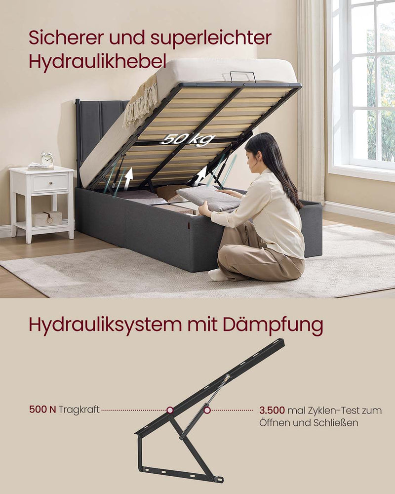 Bedframe met opvouwbare lattenbodem en opbergruimte onder het bed 160 x 200 cm - RMB612G02