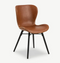 Cusco eetkamerstoel, cognac PU-leer & rubber hout