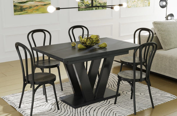 Cooper beton zwarte uitschuifbare eettafel