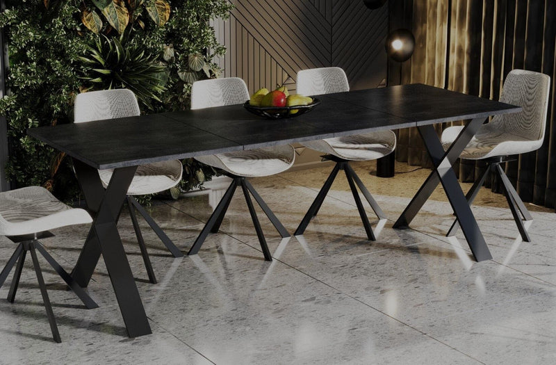 Cary beton zwart uitschuifbare eettafel