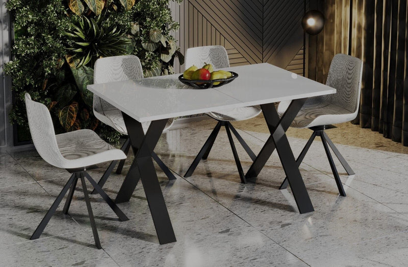 Cary witte glans uitschuifbare eettafel