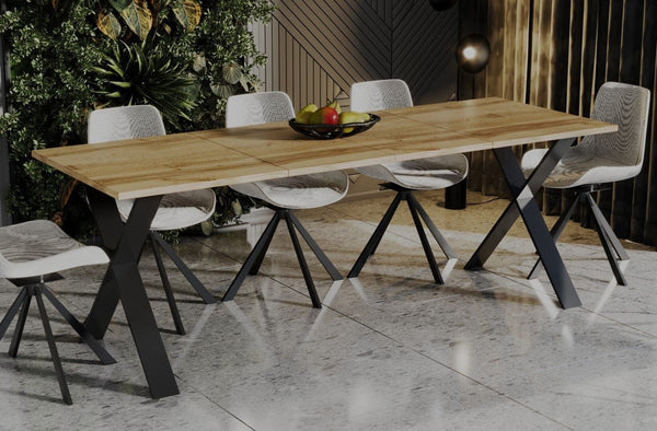 Cary wotan eiken uitschuifbare eettafel