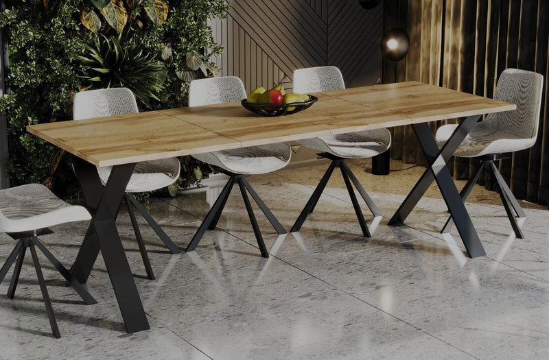 Cary wotan eiken uitschuifbare eettafel