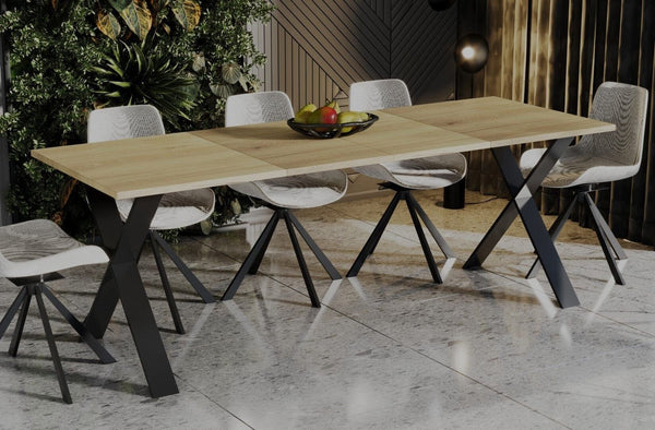 Cary natuur eiken uitschuifbare eettafel