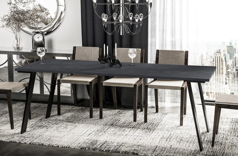 Carney beton zwart uitschuifbare eettafel