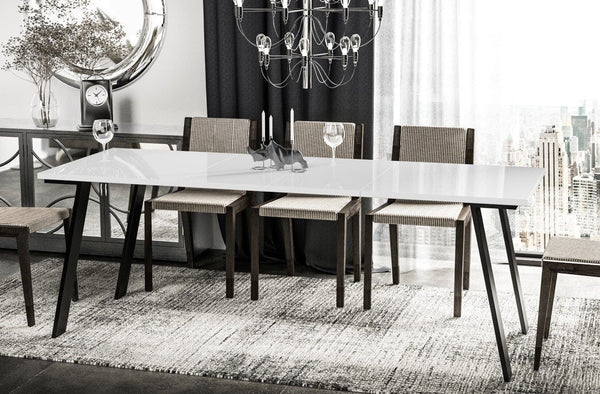 Carney witte glans uitschuifbare eettafel