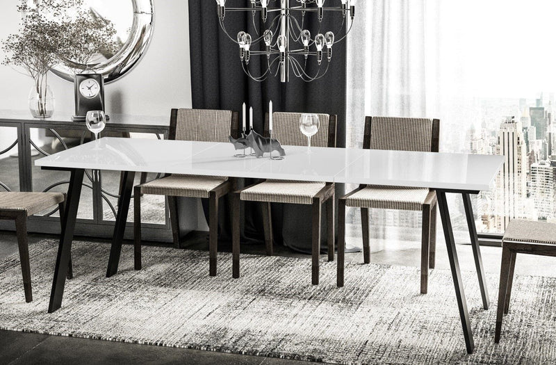 Carney witte glans uitschuifbare eettafel