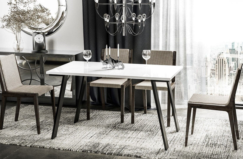Carney witte glans uitschuifbare eettafel