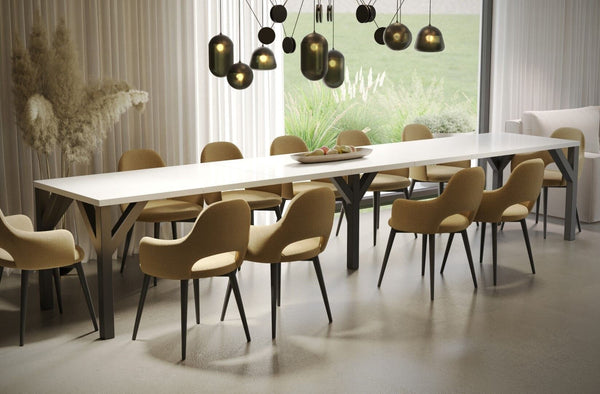 Crystal witte glans uitschuifbare eettafel