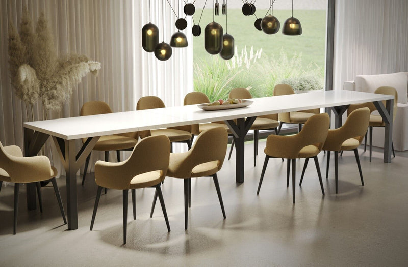 Crystal witte glans uitschuifbare eettafel