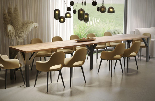 Crystal ambachtelijk eiken uitschuifbare eettafel