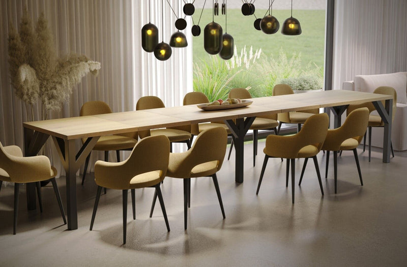Crystal wotan eiken uitschuifbare eettafel