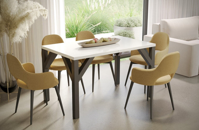 Clayton witte glans uitschuifbare eettafel