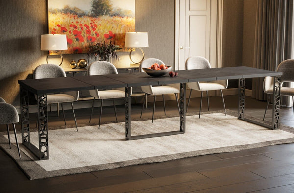 Champton beton zwarte uitschuifbare eettafel