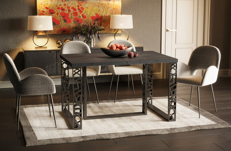 Champton beton zwarte uitschuifbare eettafel