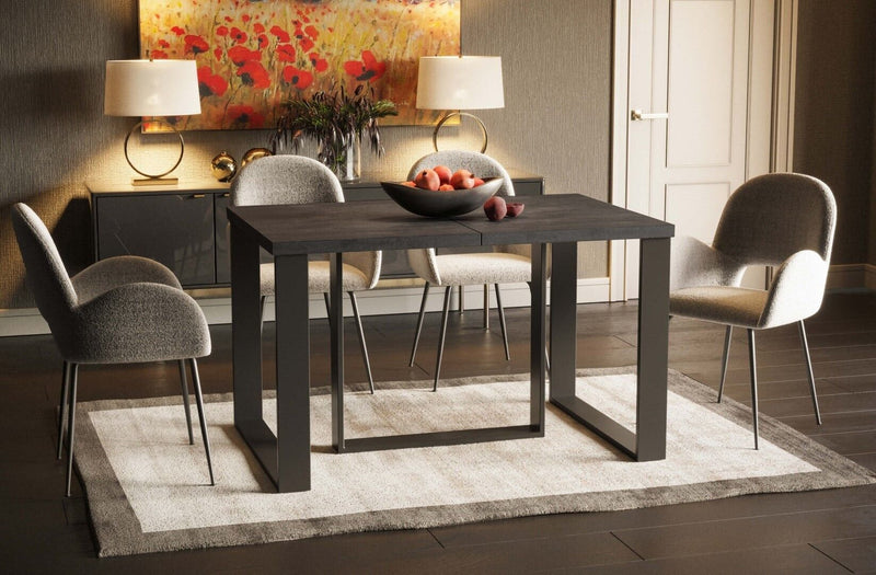 Calera beton zwarte uitschuifbare eettafel