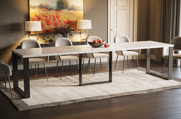 Calera witte glans uitschuifbare eettafel