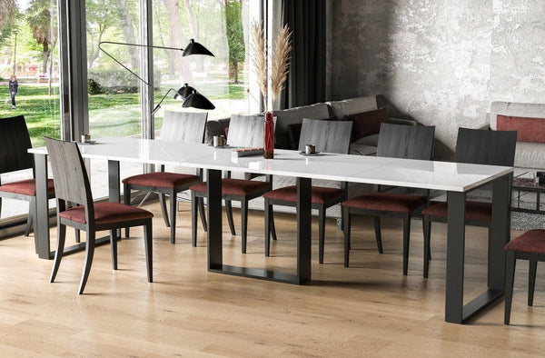 Berwyck witte glans uitschuifbare eettafel
