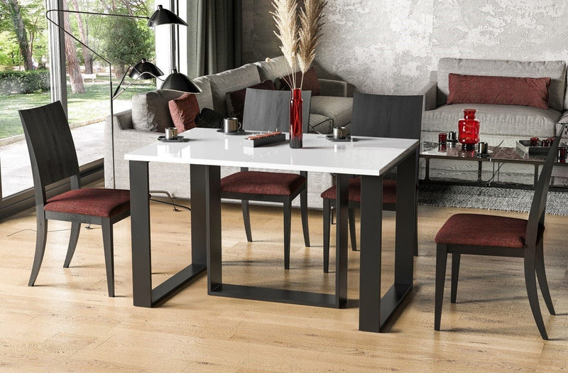 Berwyck witte glans uitschuifbare eettafel