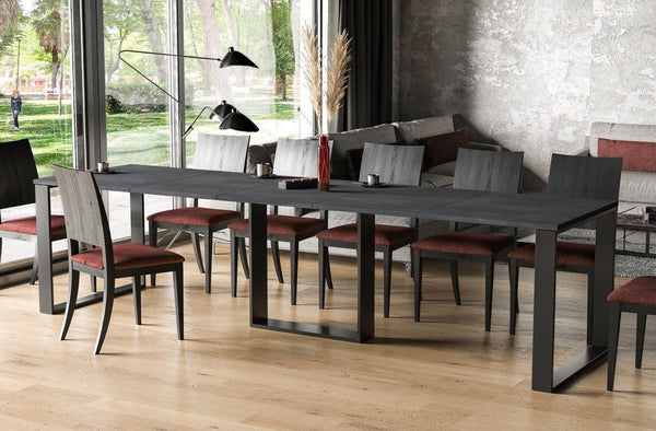 Berwyck beton zwarte uitschuifbare eettafel