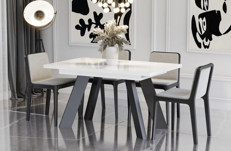 Brent witte glans uitschuifbare eettafel