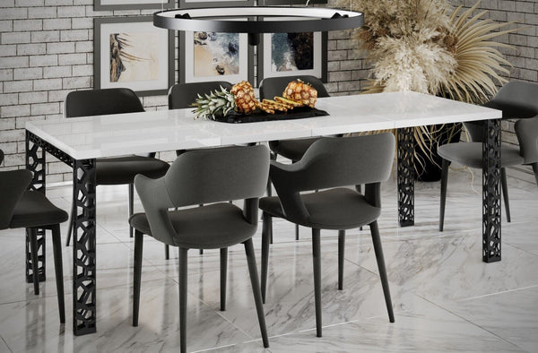 Astor witte glans uitklapbare eettafel