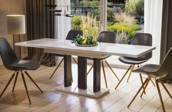 Augusta witte glans uitschuifbare eetkamertafel